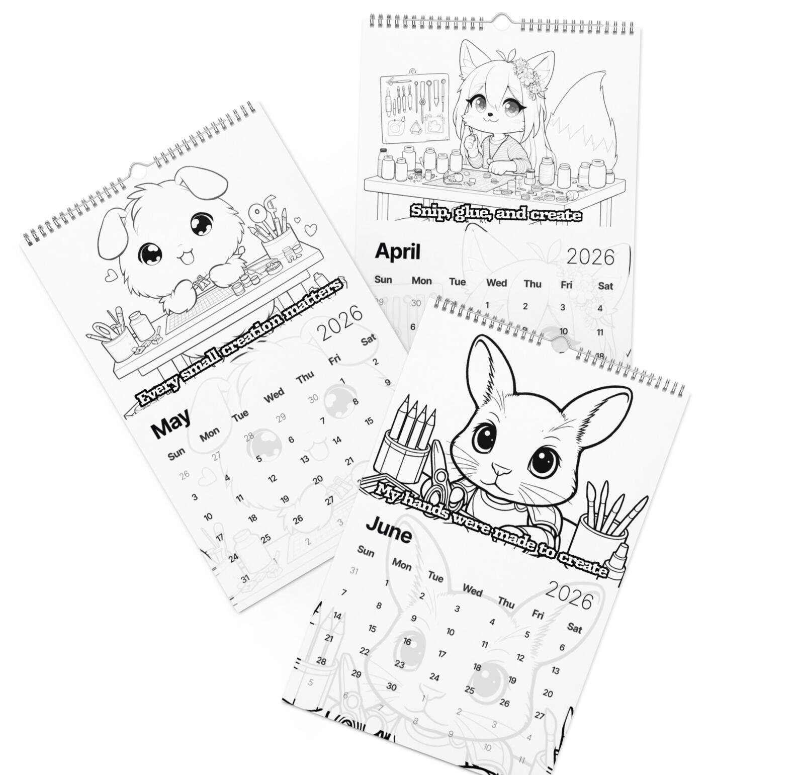 Crafting Animals Coloring Calendar Cute Animals Coloring Calendar